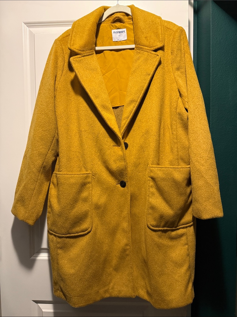 Old Navy Women's Mustard Yellow Wool-Blend Single-Breasted Coat - Picture 1 of 6